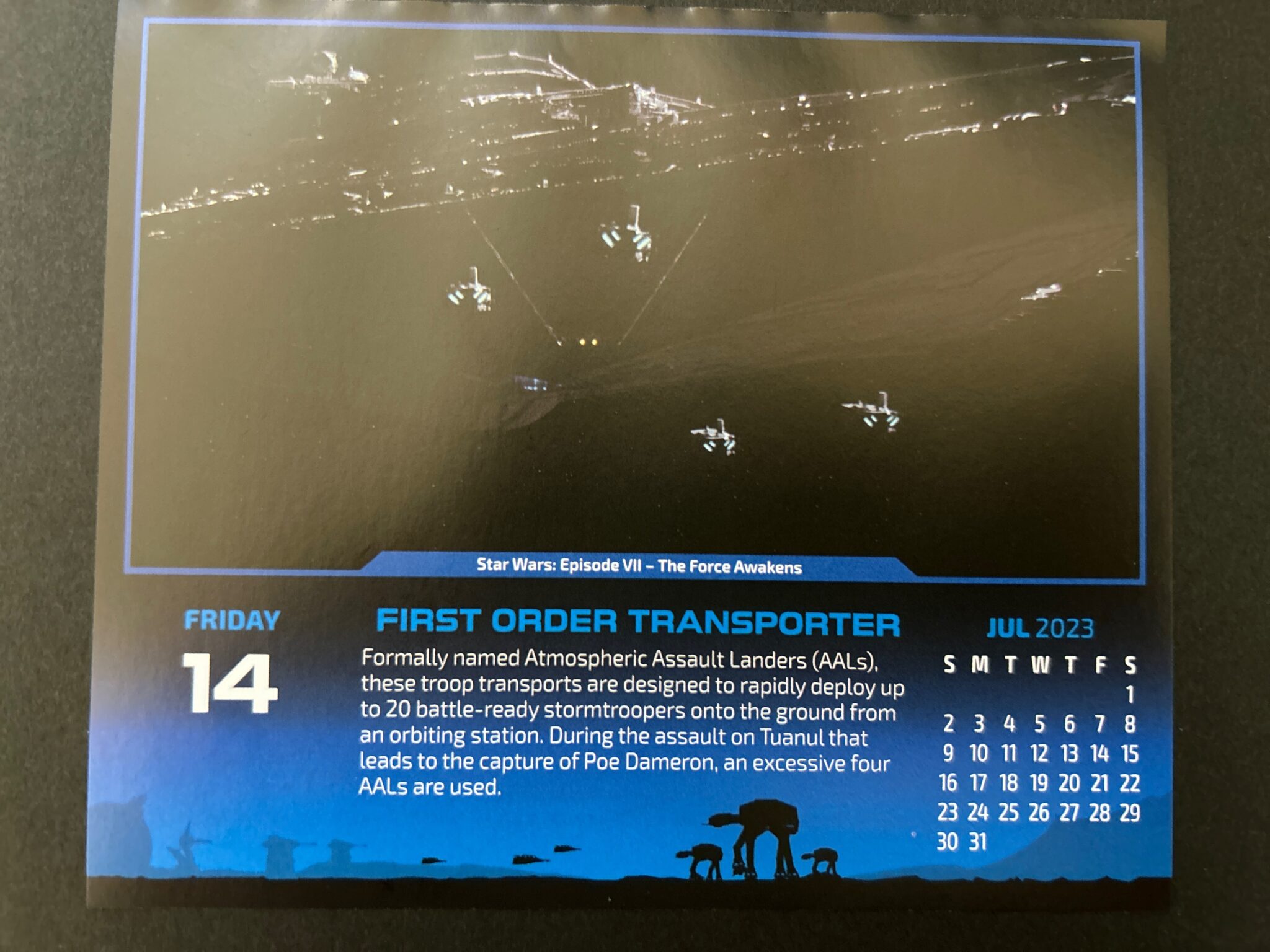 ファースト・オーダー・トランスポーター　Calendar 2023-07-14