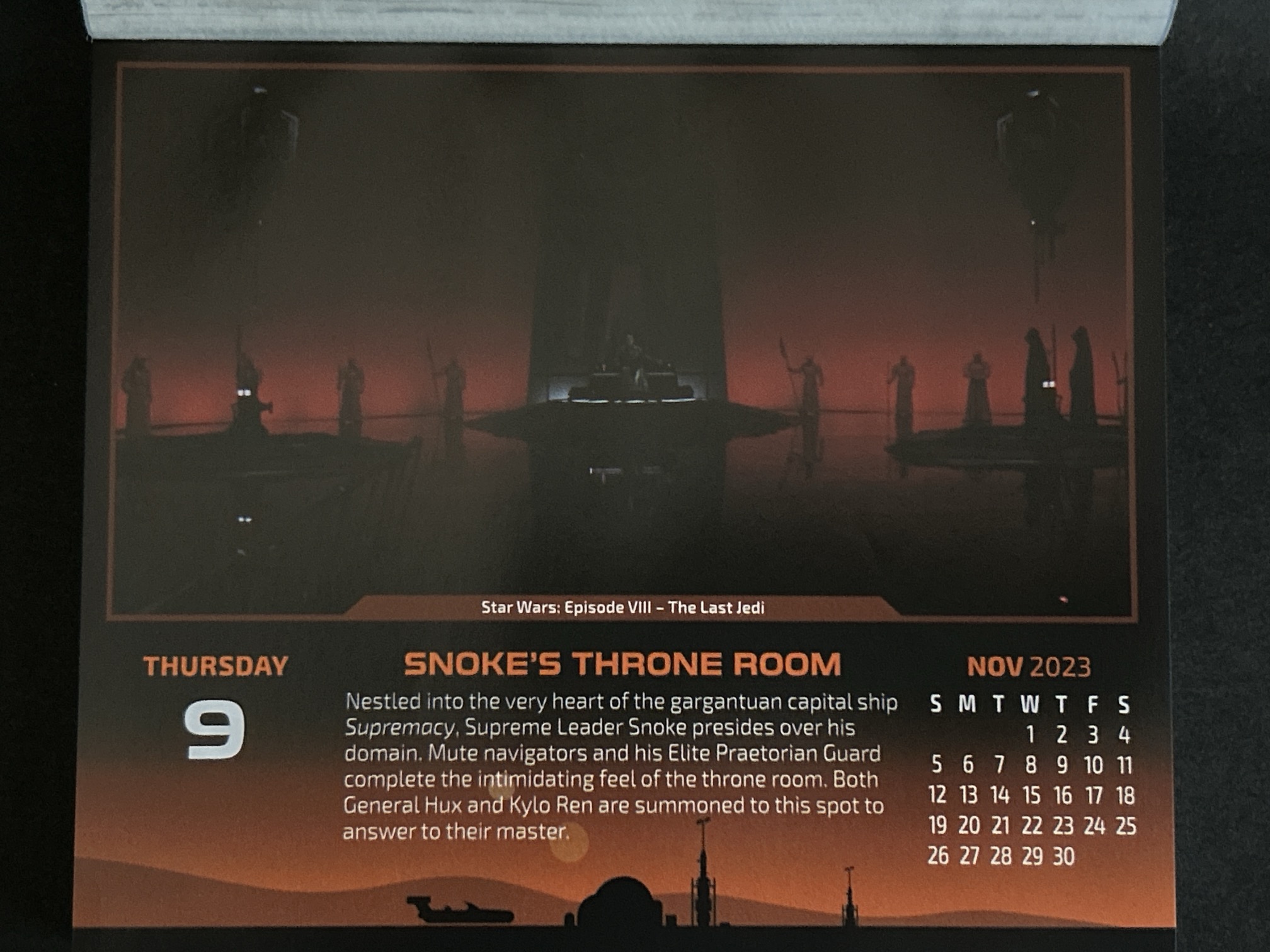 スノークの玉座の間　Calendar 2023-11-09