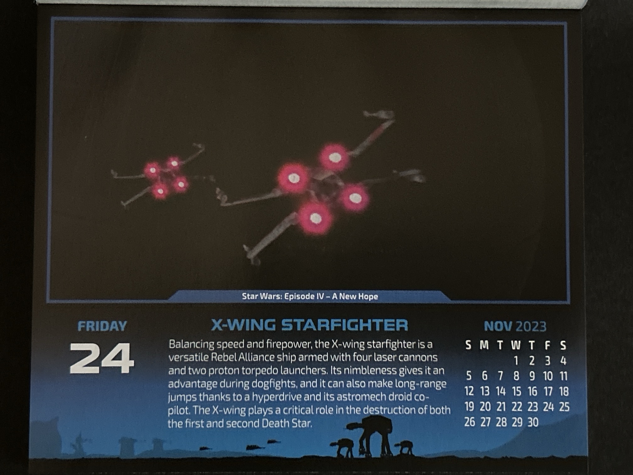 Xウイング・スターファイター　Calendar 2023-11-24